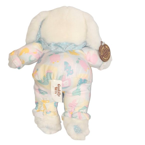 Vintage 1989 Cuddle Wit White Dog Puppy Cloth Outfit Stuffed Plush Toy 10" - Picture 5 of 10